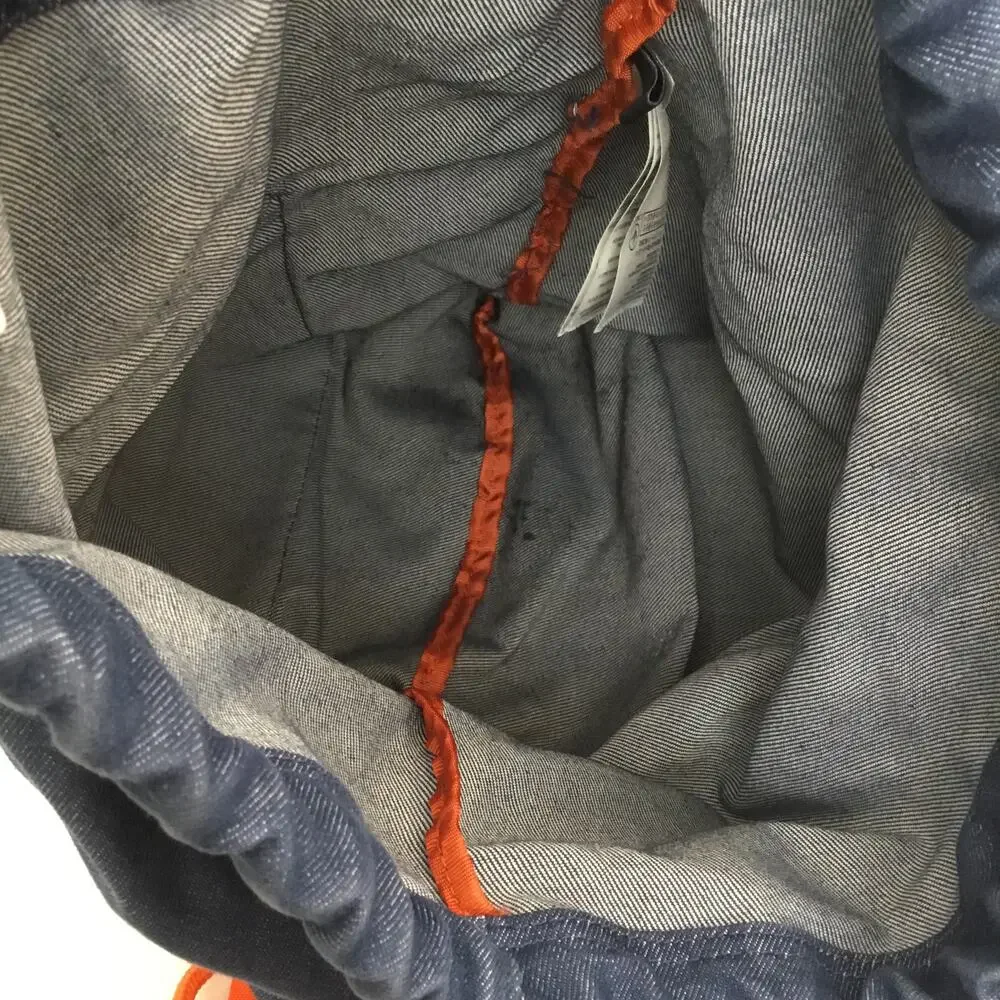 GAP Drawstring Soft Backpack Denim with Orange Drawstring